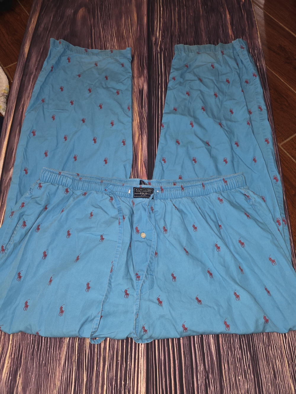 Ralph Lauren Turquoise Lounge Pants with Red Pony Print